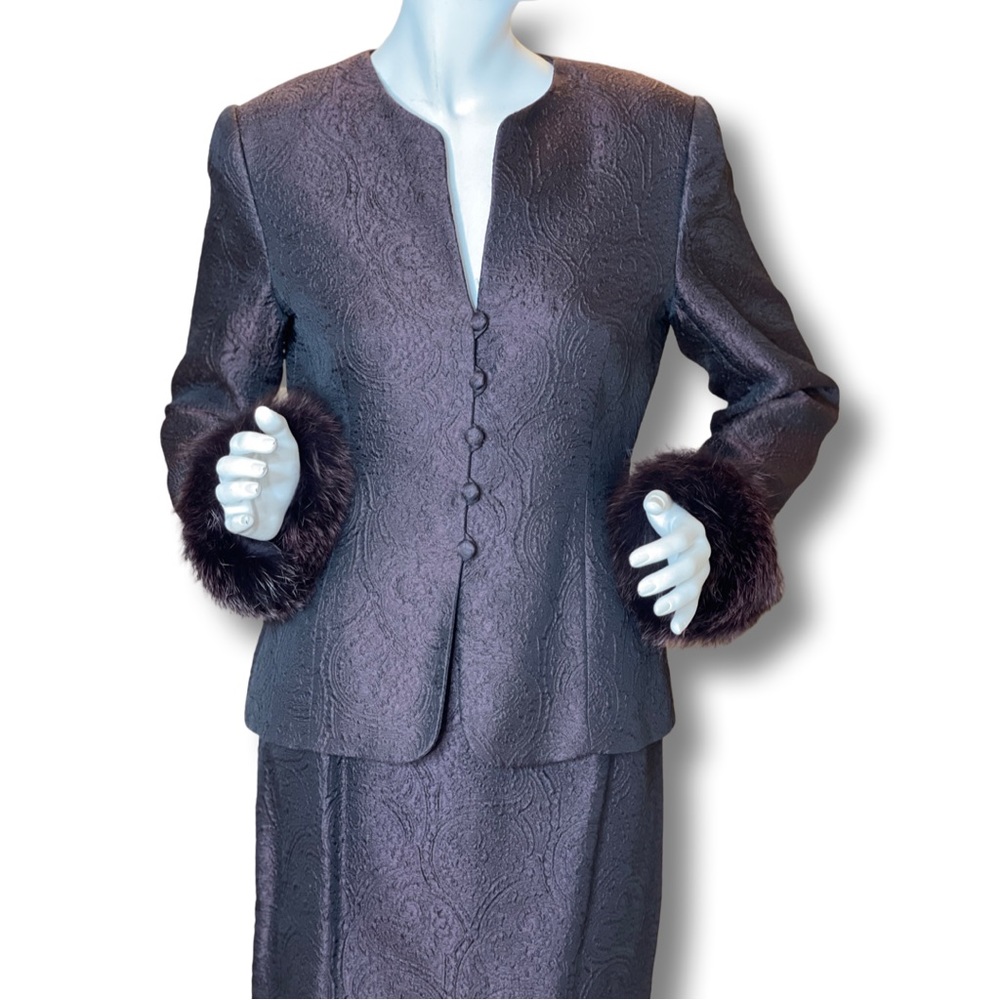 Lillie Rubin Two Piece Fur Cuff Skirt Set